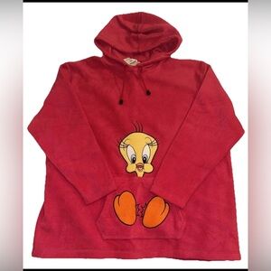Vintage 2000 Warner Bros Studio Store Looney Tunes Tweety Bird Fleece Hoodie XXL